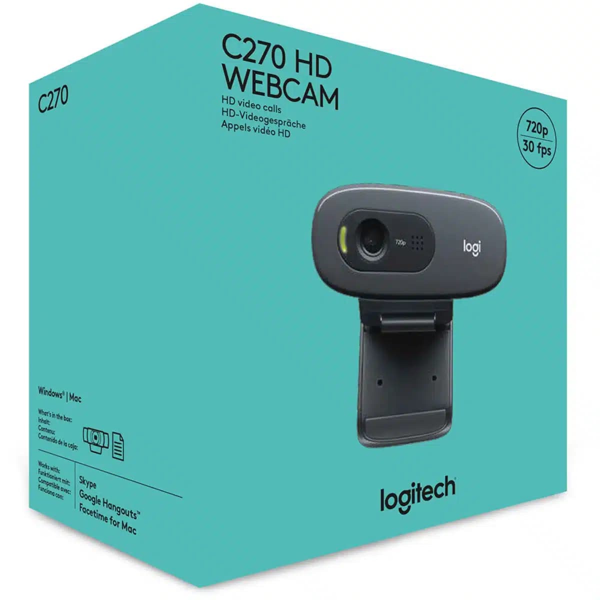 Logitech C270 HD USB webcam, 720p Video with Noise Reducing Mic thumbnail 2