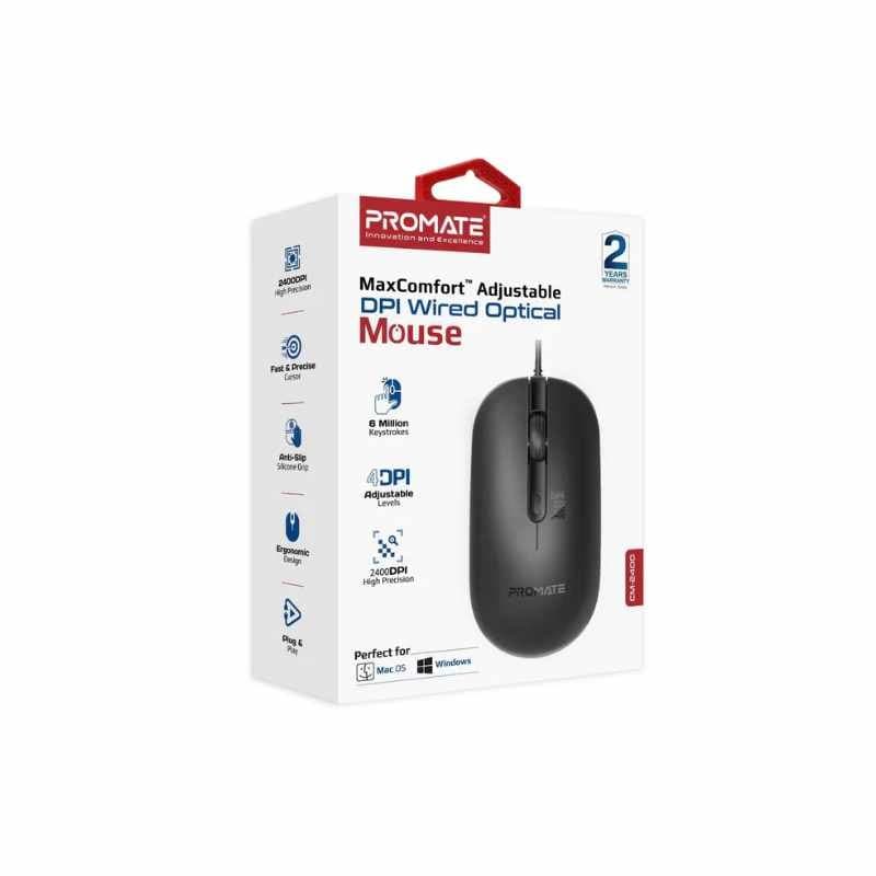 Promate CM-1200 Ergonomic Design Wired Optical Mouse thumbnail 2