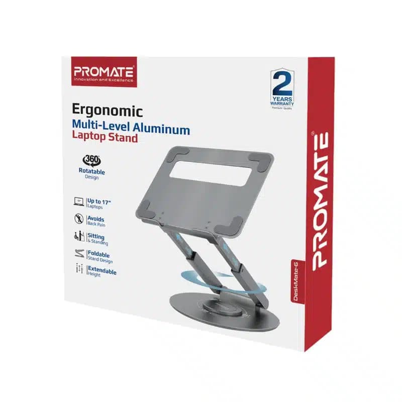 Promate DeskMate-6 Ergonomic Multi-Level Aluminium Laptop Stand thumbnail 3