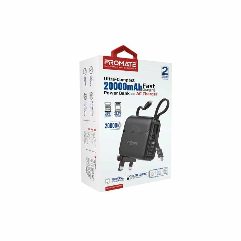 Promate PowerPack-20Pro Ultra-compact 20000mAh Fast Charging Power Bank with AC Charger thumbnail 2