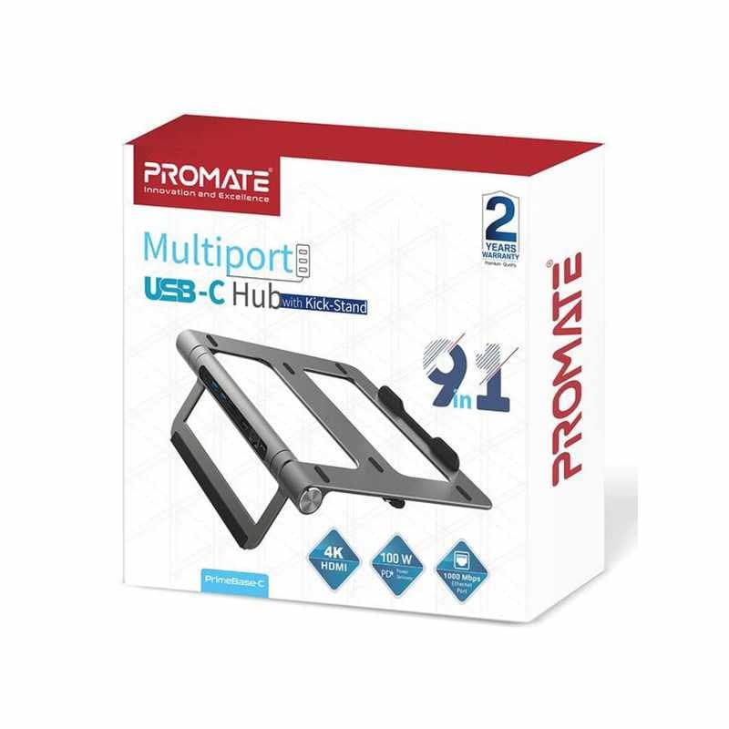 Promate PrimeBase-C 9-in-1 Multiport USB-C Hub with Laptop Stand thumbnail 4