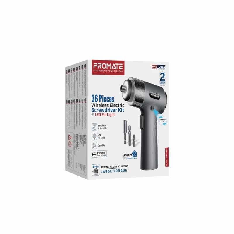 Promate ProTools-31G 36-Pieces Wireless Electric Screwdriver Kit with LED Fill Light thumbnail 3