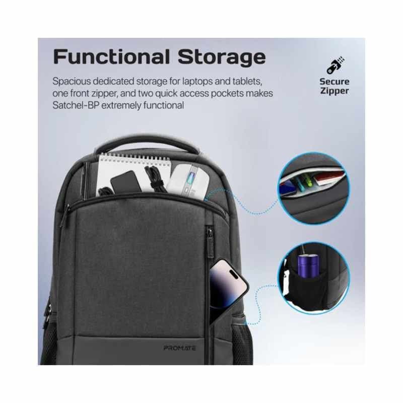 Promate SatChel-BP SleekComfort™ 15.6″ Laptop Backpack With Multiple Pockets thumbnail 3