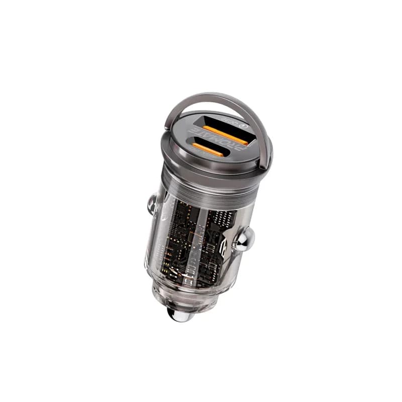 Promate TransDrive-65W 65W RapidCharge™ Transparent Mini Car Charger with Power Delivery & QC 3.0 thumbnail 2