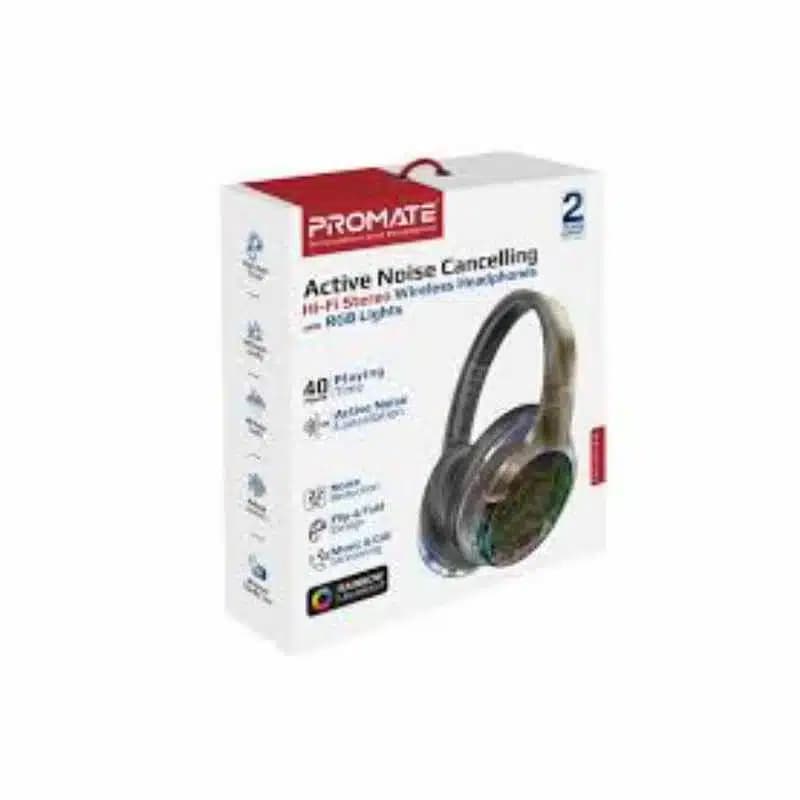 Promate Transtune Active Noise Cancelling Hi-Fi Stereo Wireless Headphones with RGB Lights thumbnail 4