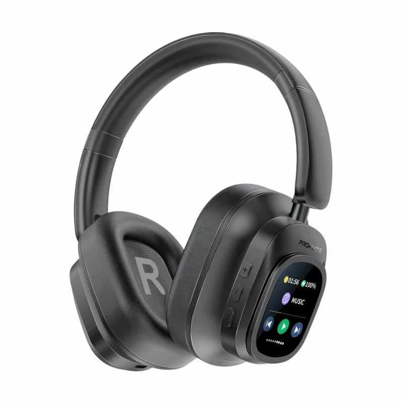Promate VuTune High-Definition Hybrid ANC Headphones with Detachable Magnetic LCD Touch Screen Controller