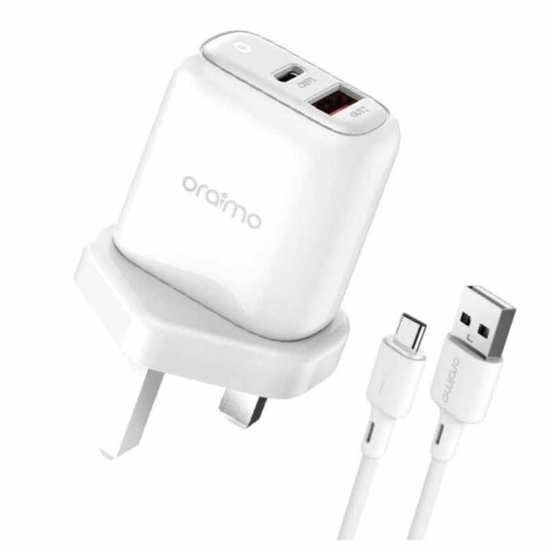 Oraimo PowerCube 3 Pro 18W Fast Charging Charger Kit with Type C Cable White