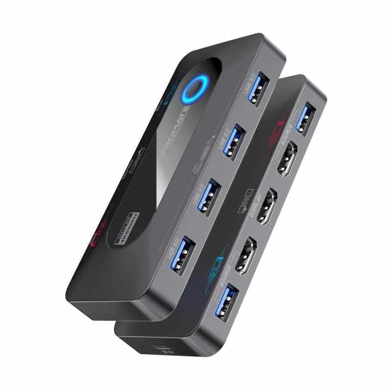 Promate MediaSwitch-KVM 4K@60Hz KVM Switch with USB 3.0 Expansion